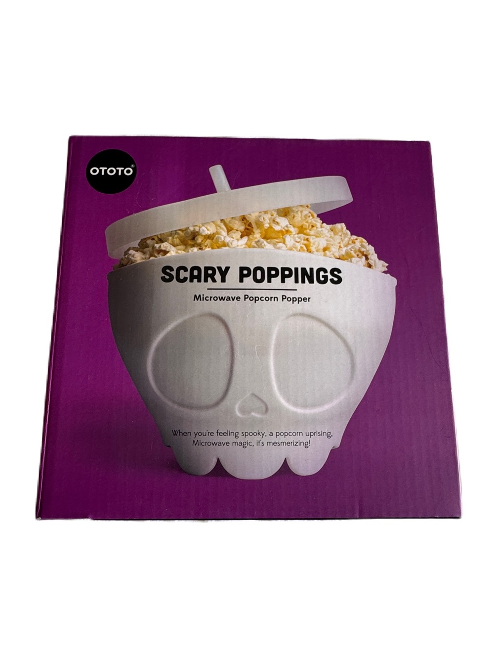 Scary Poppings Skull Microwave Popcorn Popper - White